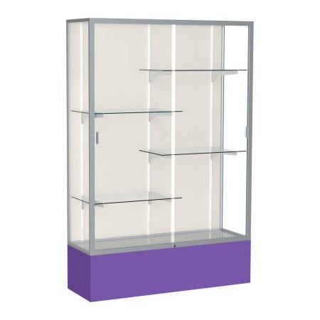 Waddell Display Case Of Ghent Spirit Display Case Purple Base, Satin Frame, Fabric Back 48"W x 16"D x 72"H 374PB-SN-PE